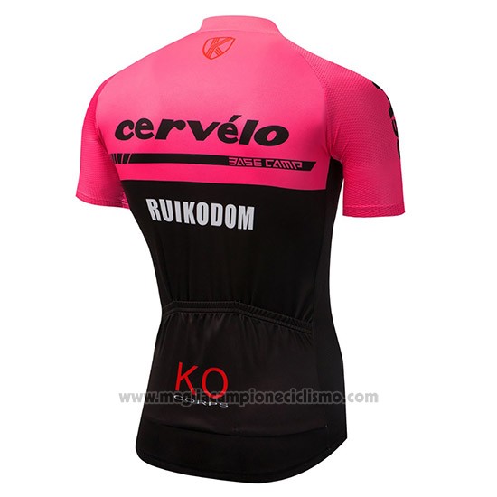 2018 Abbigliamento Ciclismo Cervelo Rosa e Nero Manica Corta e Salopette